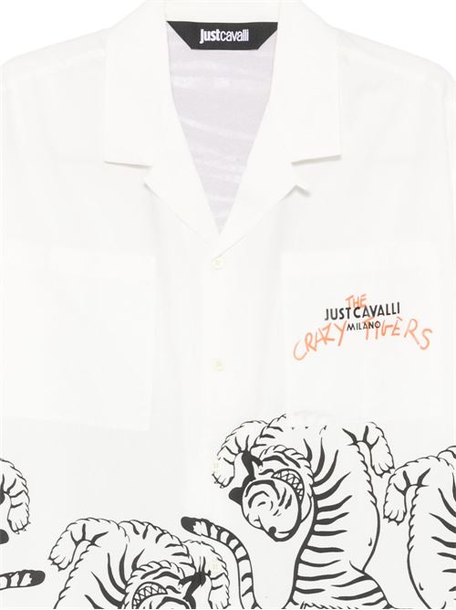 Camicia uomo Just Cavalli bianca con stampa tigri JUST CAVALLI | 80OALF03CNF03004